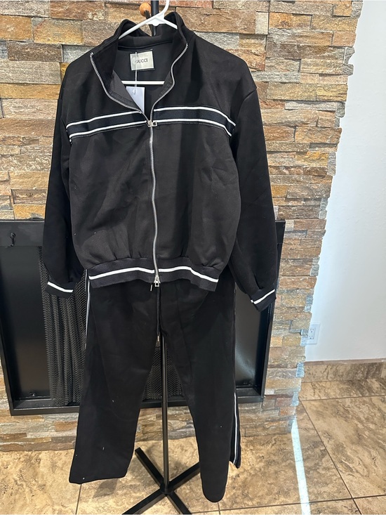 Guangzhou Other - Black Track Jacket and Pants Set with White Stripe size S